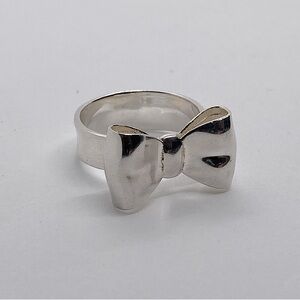Dyadema Sterling Silver Fancy Ribbon Bow 3D Wide Band Ring Size 8